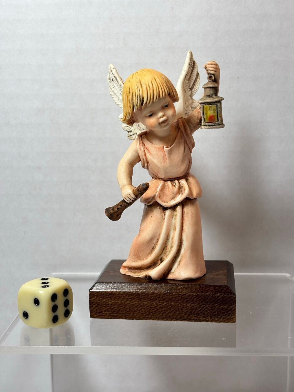 Beautiful Angel Holding Lamp Hand Painted Figurine